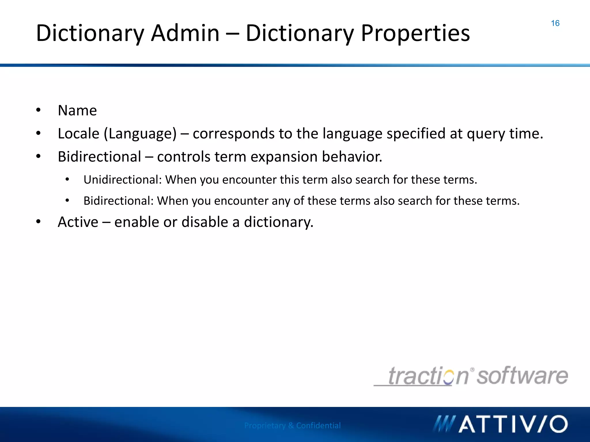 Attivio - What's New in AIE 2 and Dictionary Management