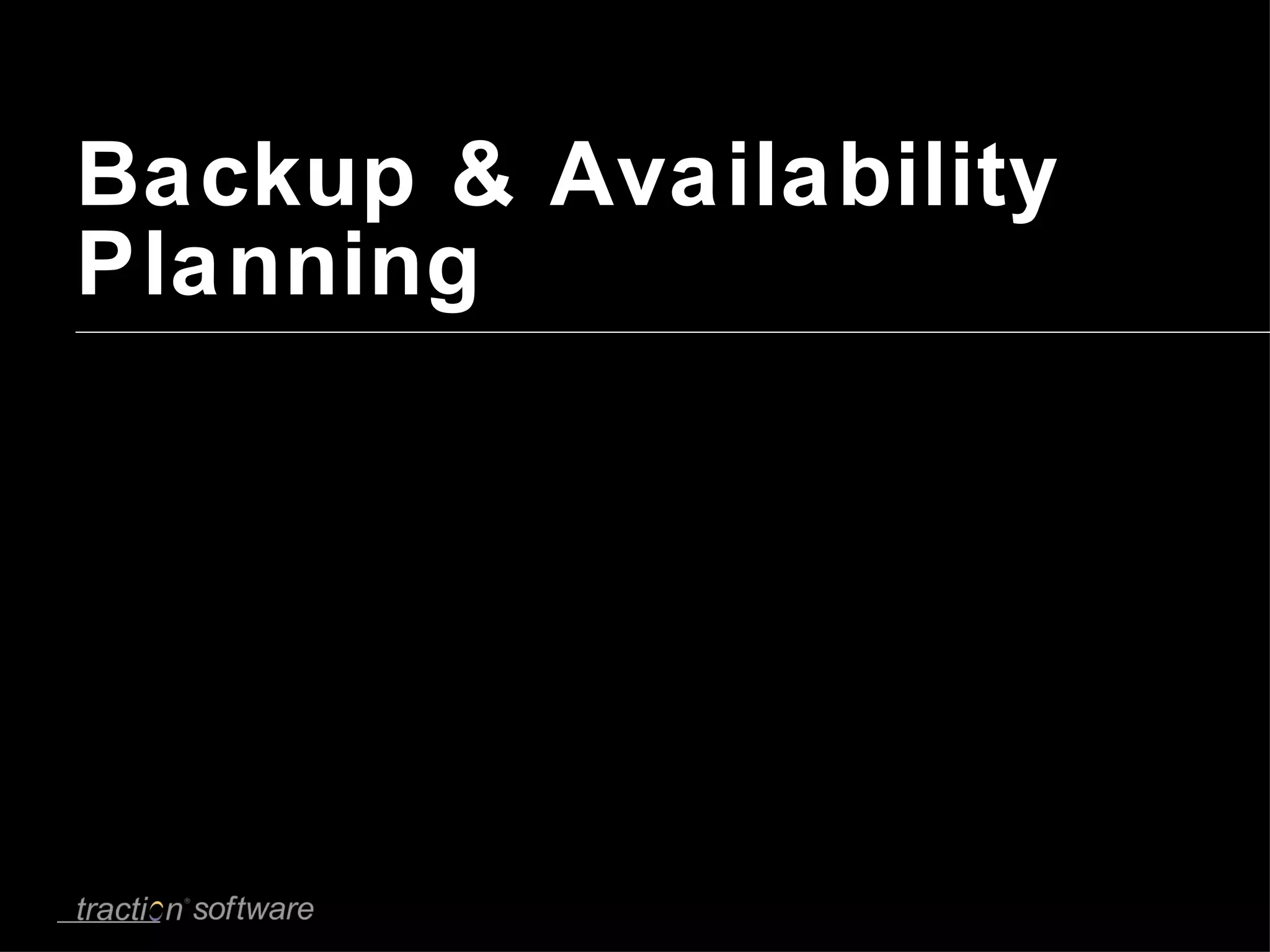 Backup & Availability Planning 