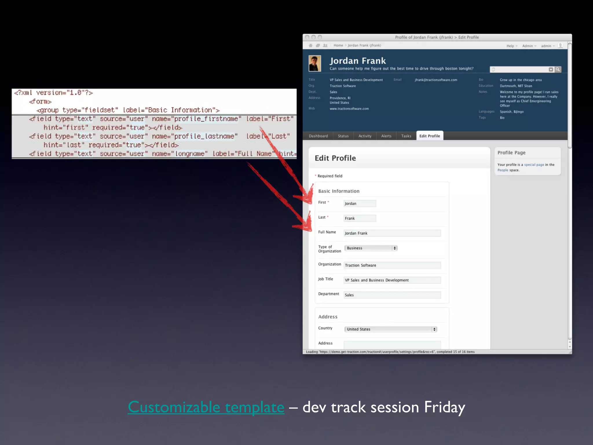 Customizable template  – dev track session Friday 