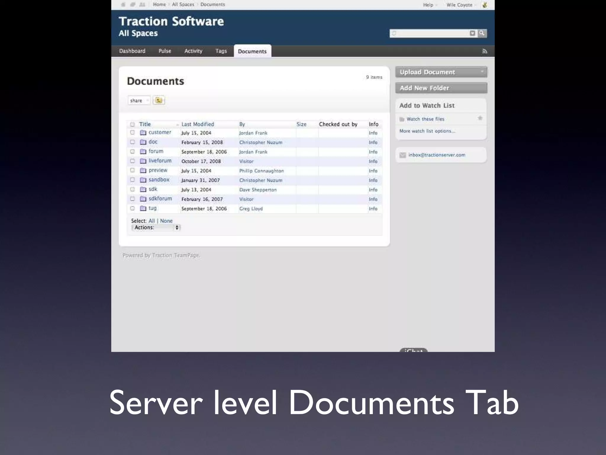 Server level Documents Tab 