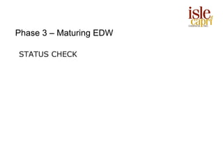Phase 3 – Maturing EDW

STATUS CHECK
 