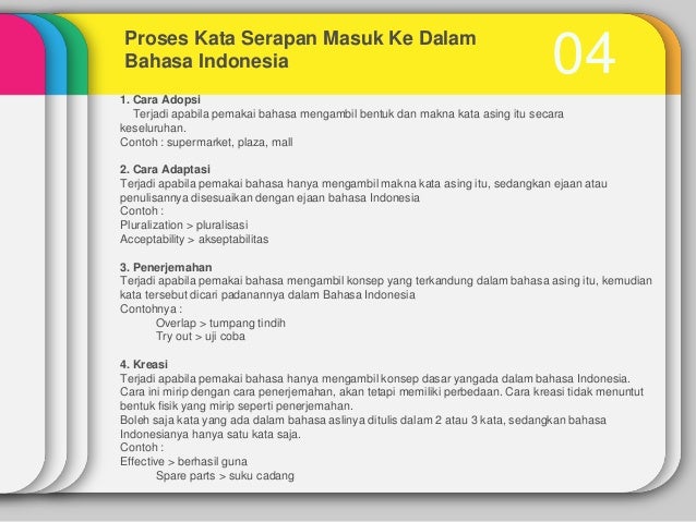 Pengertian kata serapan dan contohnya