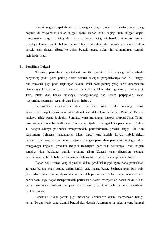 Rancangan Pabrik Nugget Ayam