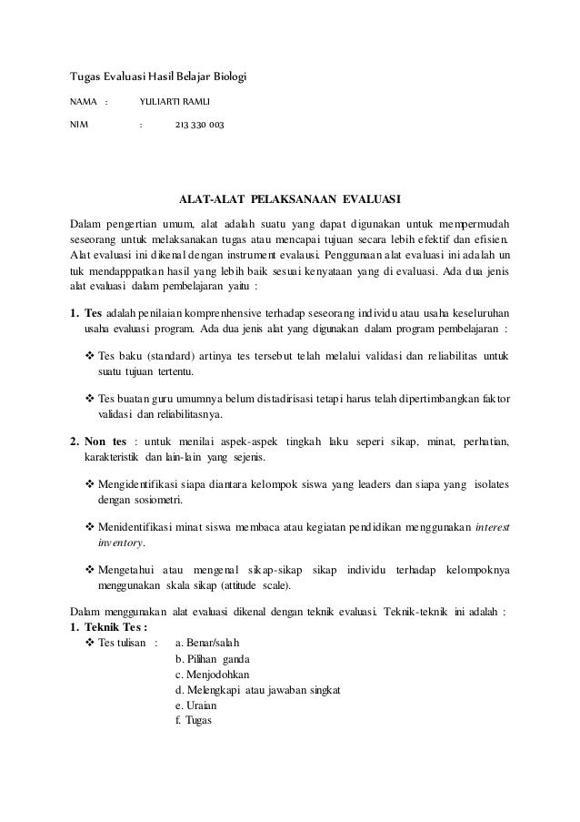 Evaluasi Hasil Belajar