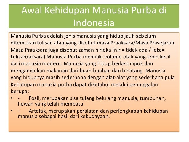 Mendeskripsikan sejarah kehidupan awal manusia