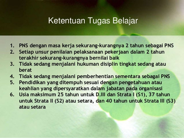 Tugas dan Izin Belajar Bagi PNS