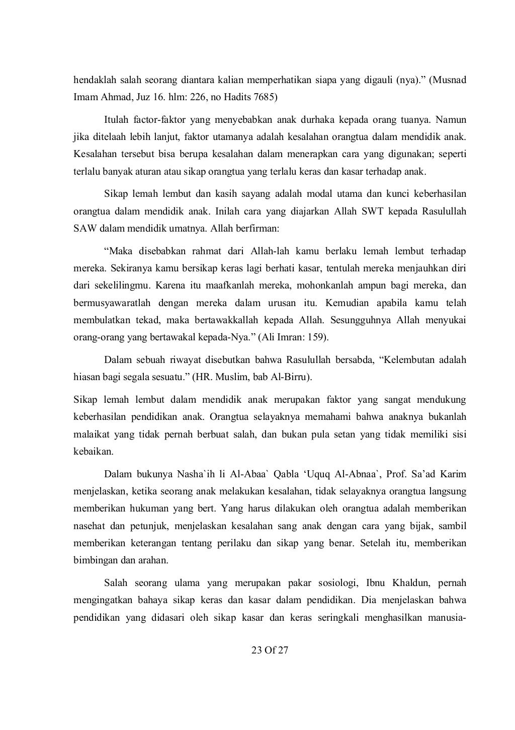 Hadits Berbakti Kepada Kedua Orang Tua