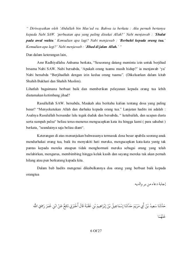 Kisah Nabi Berbakti Kepada Orang Tua