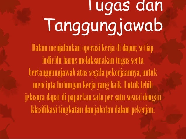 Tugas Tugas Staf Dapur