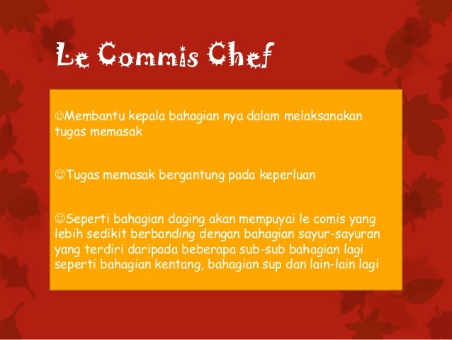 Tugas Tugas Staf Dapur