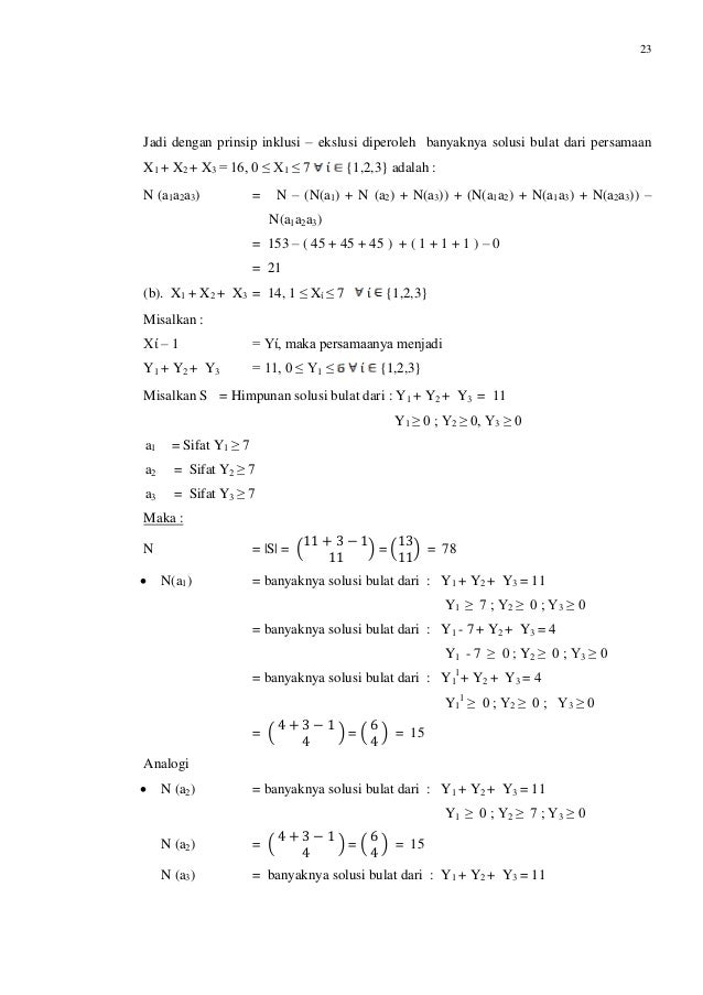 Contoh Soal Dan Pembahasan Prinsip Inklusi Dan Eksklusi