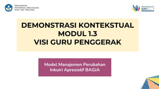 1
Model Manajemen Perubahan
Inkuiri Apresiatif BAGJA
DEMONSTRASI KONTEKSTUAL
MODUL 1.3
VISI GURU PENGGERAK
 