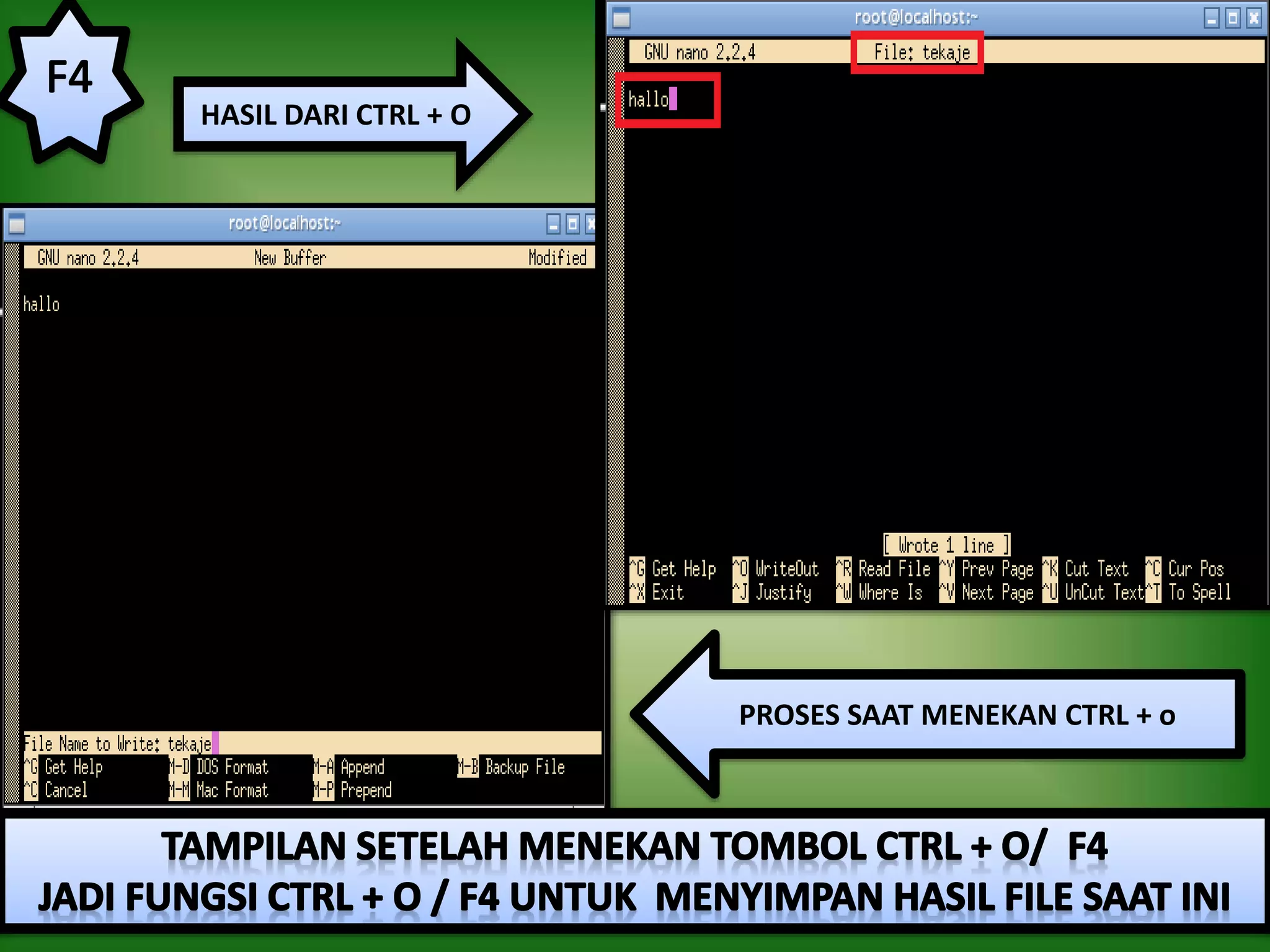 PROSES SAAT MENEKAN CTRL + o
HASIL DARI CTRL + O
 
