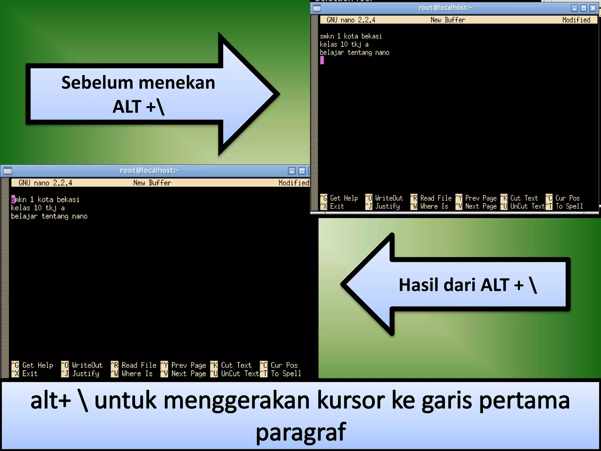 Hasil dari ALT + 
Sebelum menekan
ALT +
 