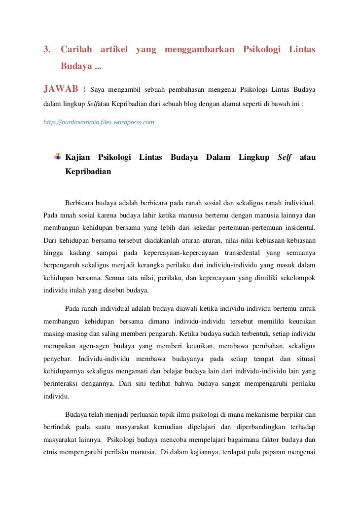 Tugas 1 Psikologi Lintas Budaya