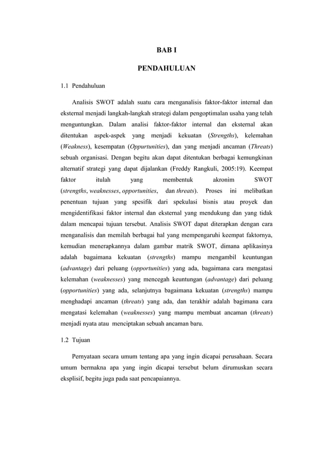 metode analisis SWOT | PDF