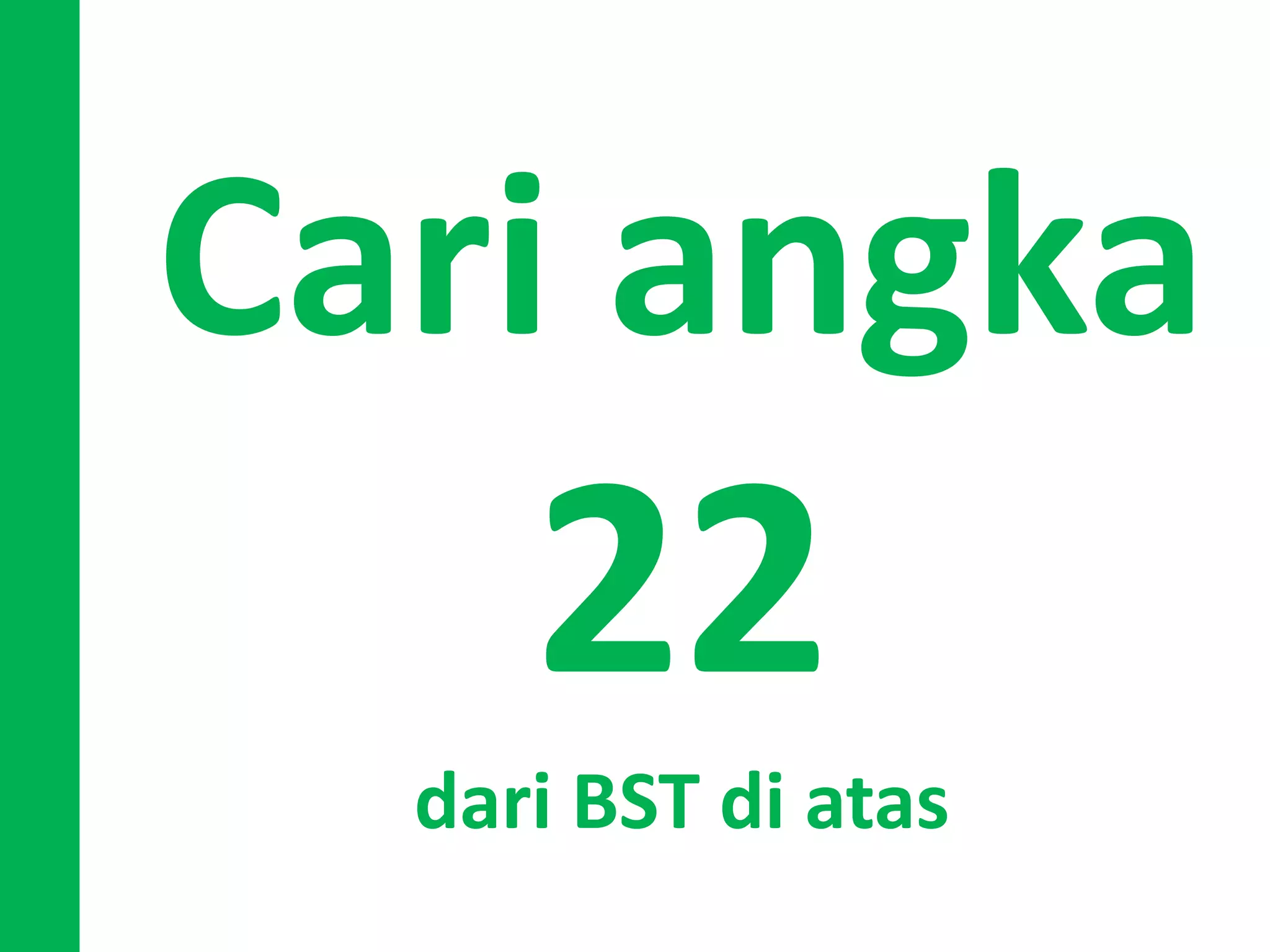 Cari angka
22
dari BST di atas
 