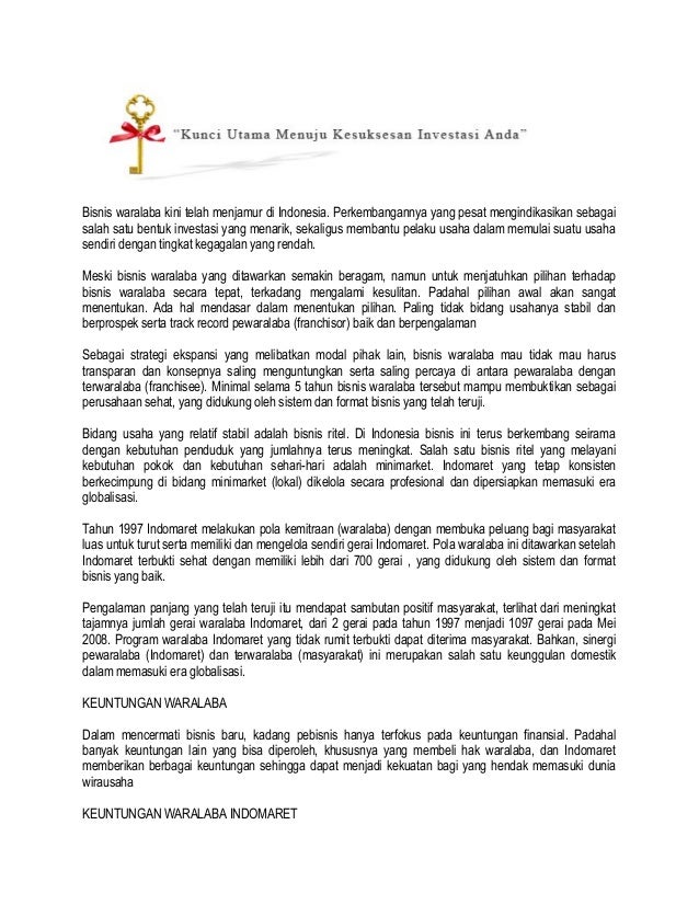 Peluang Keuntungan Waralaba Indomaret Bisnis