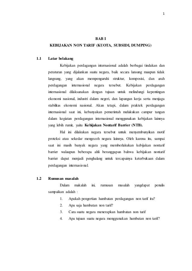 Contoh Makalah Ekonomi Internasional Hambatan Hambatan