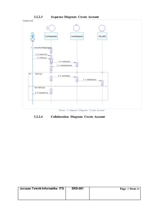 Jurusan Teknik Informatika ITS SRS-001 Page 15 from 60
3.2.2.3 Sequence Diagram: Create Account
Picture 3. Sequence Diagram “Create Account”
3.2.2.4 Collaboration Diagram: Create Account
 