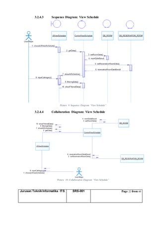Jurusan Teknik Informatika ITS SRS-001 Page 22 from 60
3.2.4.3 Sequence Diagram: View Schedule
Picture 9. Sequence Diagram “View Schedule”
3.2.4.4 Collaboration Diagram: View Schedule
Picture 10. Collaboration Diagram “View Schedule”
 