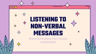 LISTENING TO
NON-VERBAL
MESSAGES
Sheryl Esfandiany Putri Amalia
4520210054
 