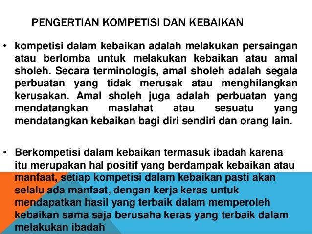 Hadis Tentang Taat Kompetisi Dalam Kebaikan Dan Etos Kerja - Kumpulan
