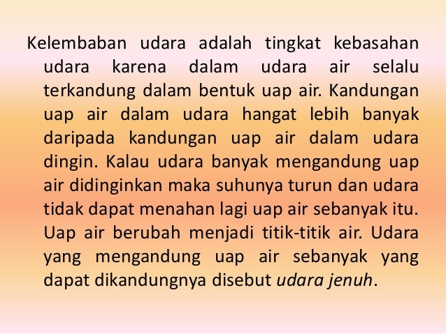 Ukuran Kelembaban Dan Efek Uap Air Terhadap Suhu Udara