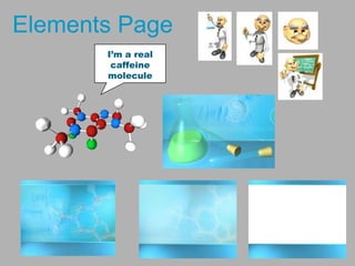 Elements Page
I’m a real
caffeine
molecule
 