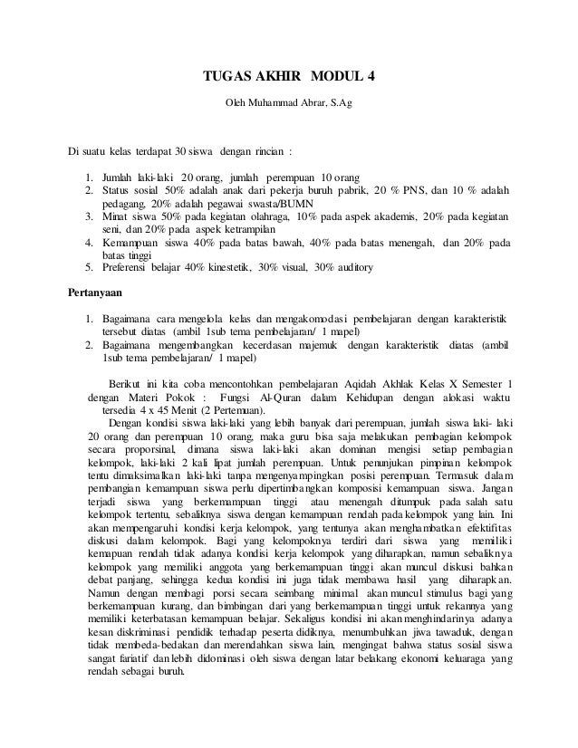 Tugas Akhir Modul 4 Pedagogi