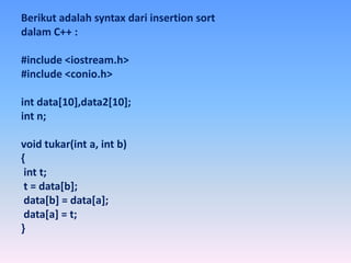 tugas Insertion Sort c++ | PPT