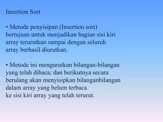 tugas Insertion Sort c++ | PPTX