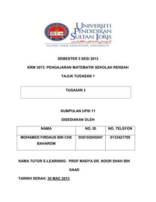 Tugasan 1 Pengajaran Matematik Sekolah Rendah