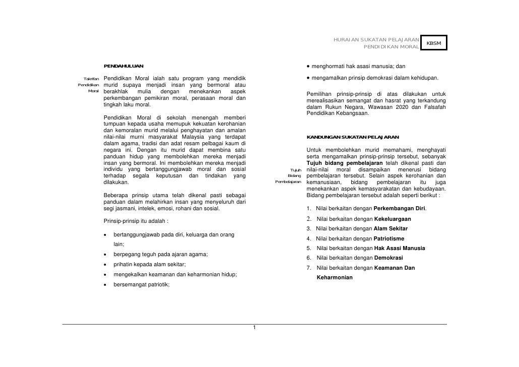 Tugasan 2 Huraian Sukatan Pelajaran Pendidikan Moral T2