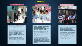 SOSIAL
• Negeri Terengganu telah mencapai
pelbagai pencapaian yang
membaggakan samada dalam UPSR,
PT3, SPM, STAM dan STPM.
• Terdapat penubuhan sekolah elit
seperti Sekolah Imtiaz Yayasan
Terengganu yang dilengkapi dengan
pelbagai kemudahan.
• Dibangunkan sekolah kebangsaan,
menengah dan pelbagai institusi
pengajian seperti Universiti Sultan
Zainal Abidin (UNISZA), Universiti
Malaysia Terengganu (UMT) dan lain-
lain lagi.
PENDIDIKAN
• Para penduduk boleh mendapatkan
rawatan kesihatan di hospital dan
klinik kesihatan.
• Terdapat pelbagai aktiviti kesihatan
yang telah dijalankan oleh Jabatan
Kesihatan Terengganu seperti
Aktiviti Jom Cergas, Program
Kesedaran Penyakit TB dan lain-lain
lagi.
• Terdapat portal rasmi jabatan
Kesihatan Negeri Terengganu yang
membincangkan mengenai penyakit
yang merbahaya seperti demam
denggi dan lain-lain lagi.
KESIHATAN
• Terdapat pengangkutan seperti bas, beca
dan teksi yang memudahkan para
pengunjung atau pelancong pergi ke
destinasi masing-masing tanpa kesukaran.
• Perkhidmatan myBas Kuala Terengganu di
bawah Program Transformasi Bas Henti-
Henti (SBST) yang bertujuan untuk
menghubungkan kawasan bandar dan luar
bandar dengan lebih efisyen agar dapat
membantu penduduk setempat supaya lebih
mudah berulang-alik ke tempat kerja,
sekolah dan pelbagai lokasi lain.
PENGANGKUTAN
 