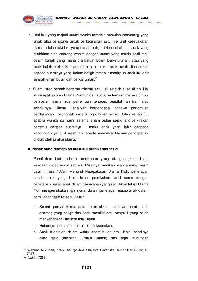 Tugasan al fiqh al islami 1 soalan kedua (konsep nasab 