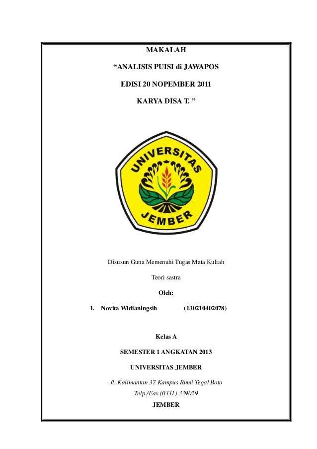 Analisis Puisi Di Jawapos Edisi 20 Nopember 2011 Karya Disa T