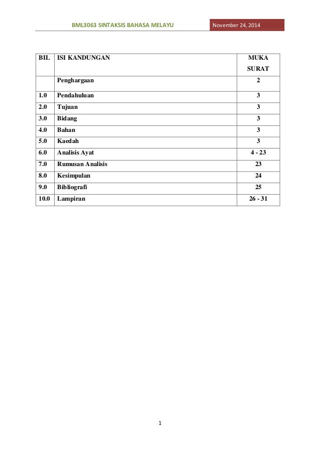 Tugasan Kumpulan Bml3063 Sintaksis Bahasa Melayu
