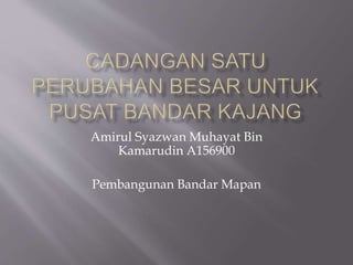 Amirul Syazwan Muhayat Bin
Kamarudin A156900
Pembangunan Bandar Mapan
 