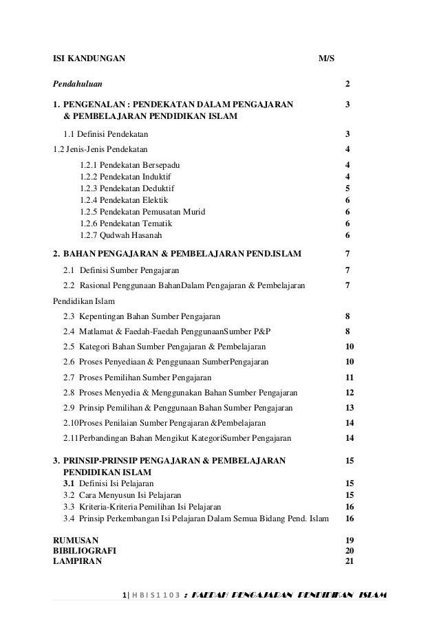 Tugasan Pendidikan Islam Hbis1103 Ustazah Siti Eshah Salleh