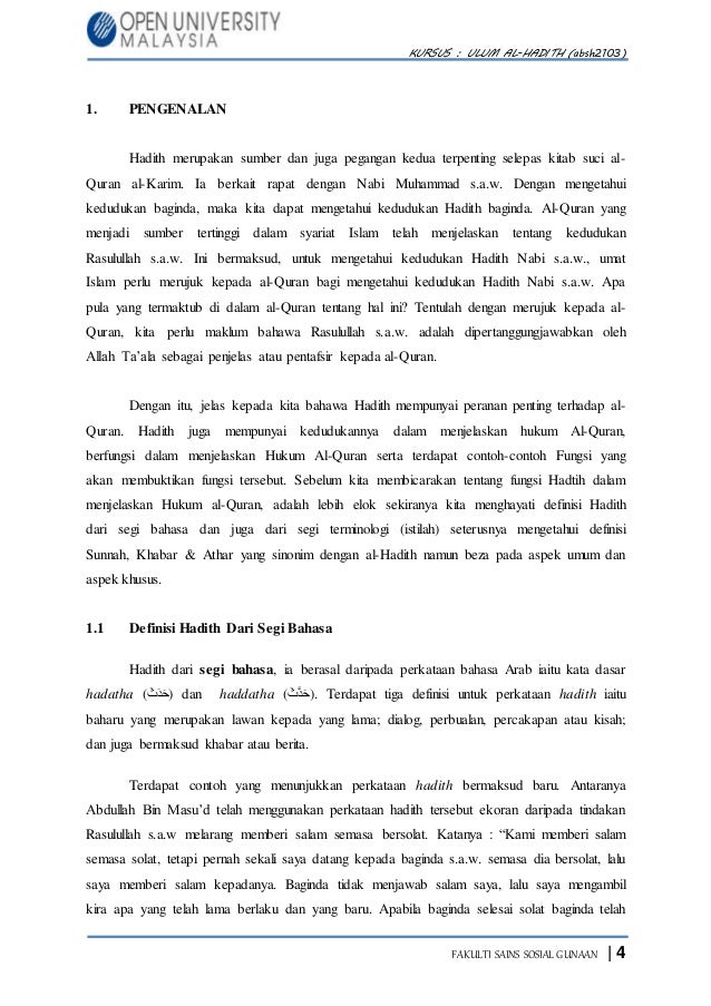 Tugasan Ulum Al Hadith Absh 2103 Mohd Jabidi Bin Abdul Kadir