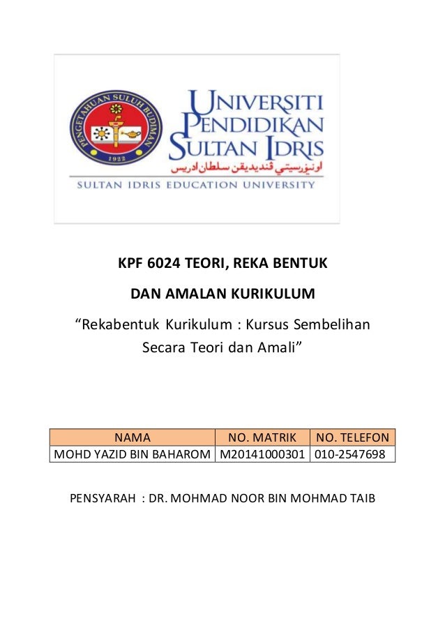 Tugasan utama rekabentuk kurikulum