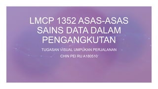LMCP 1352 ASAS-ASAS
SAINS DATA DALAM
PENGANGKUTAN
TUGASAN VISUAL UMPUKAN PERJALANAN
CHIN PEI RU A180510
 