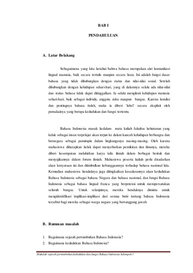 Makalah Sejarah Bahasa Indonesia Kuliah - Guru Paud