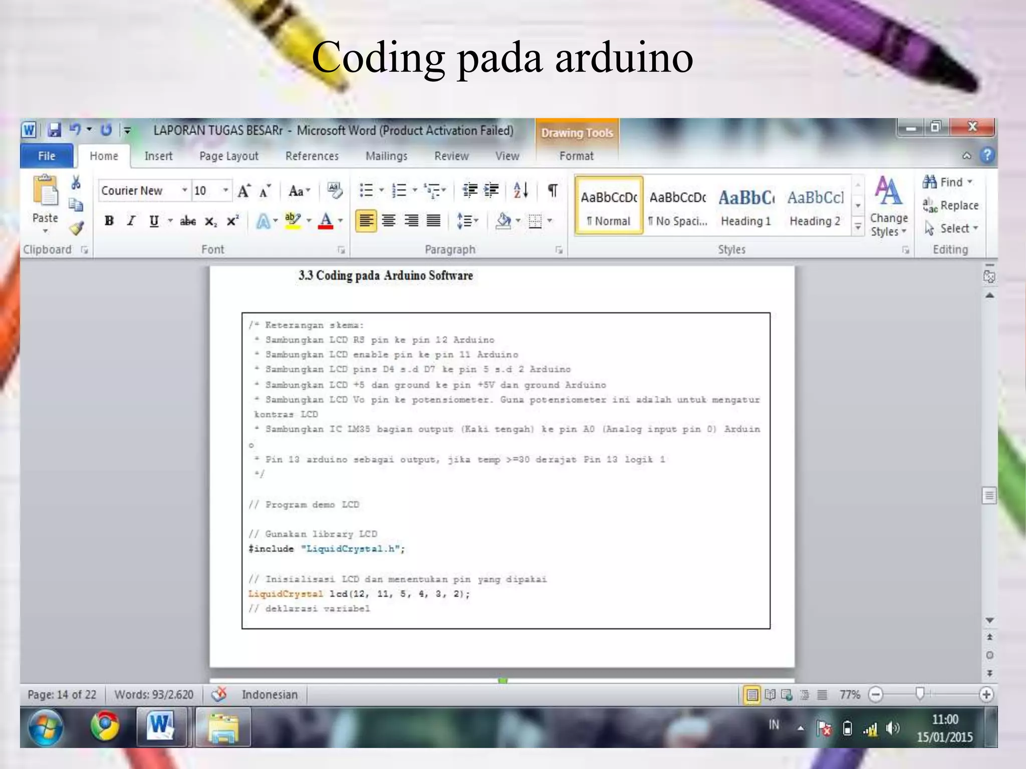 Coding pada arduino
 