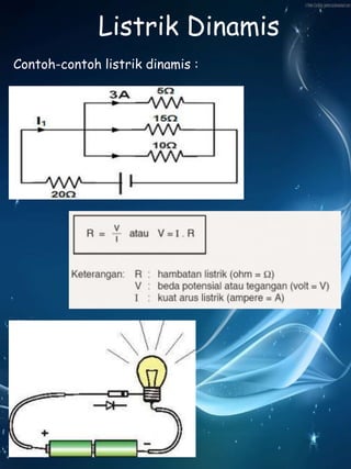 Listrik Dinamis 
Contoh-contoh listrik dinamis : 
 