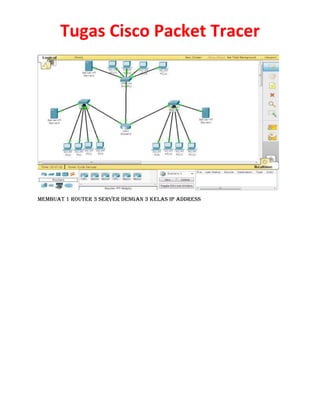 Tugas Cisco Packet Tracer

Membuat 1 router 3 server dengan 3 kelas IP address

 