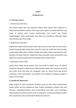 PERADABAN ISLAM PADA TIGA KERAJAAN BESAR (Turki Usmani , Dinasti Safawi