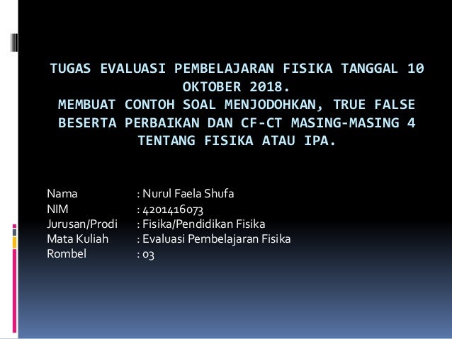 Contoh Soal True False Dan Jawabannya