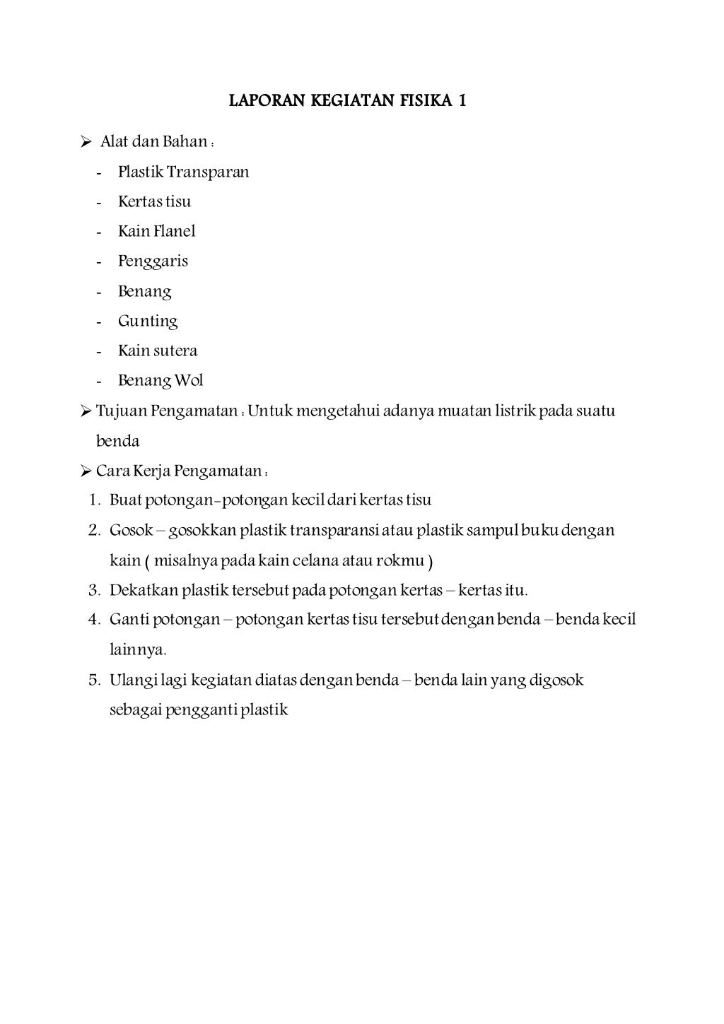 Contoh Laporan Fisika
